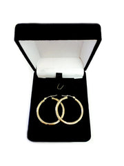 10k Yellow Gold 3mm Shiny Round Tube Hoop Earrings