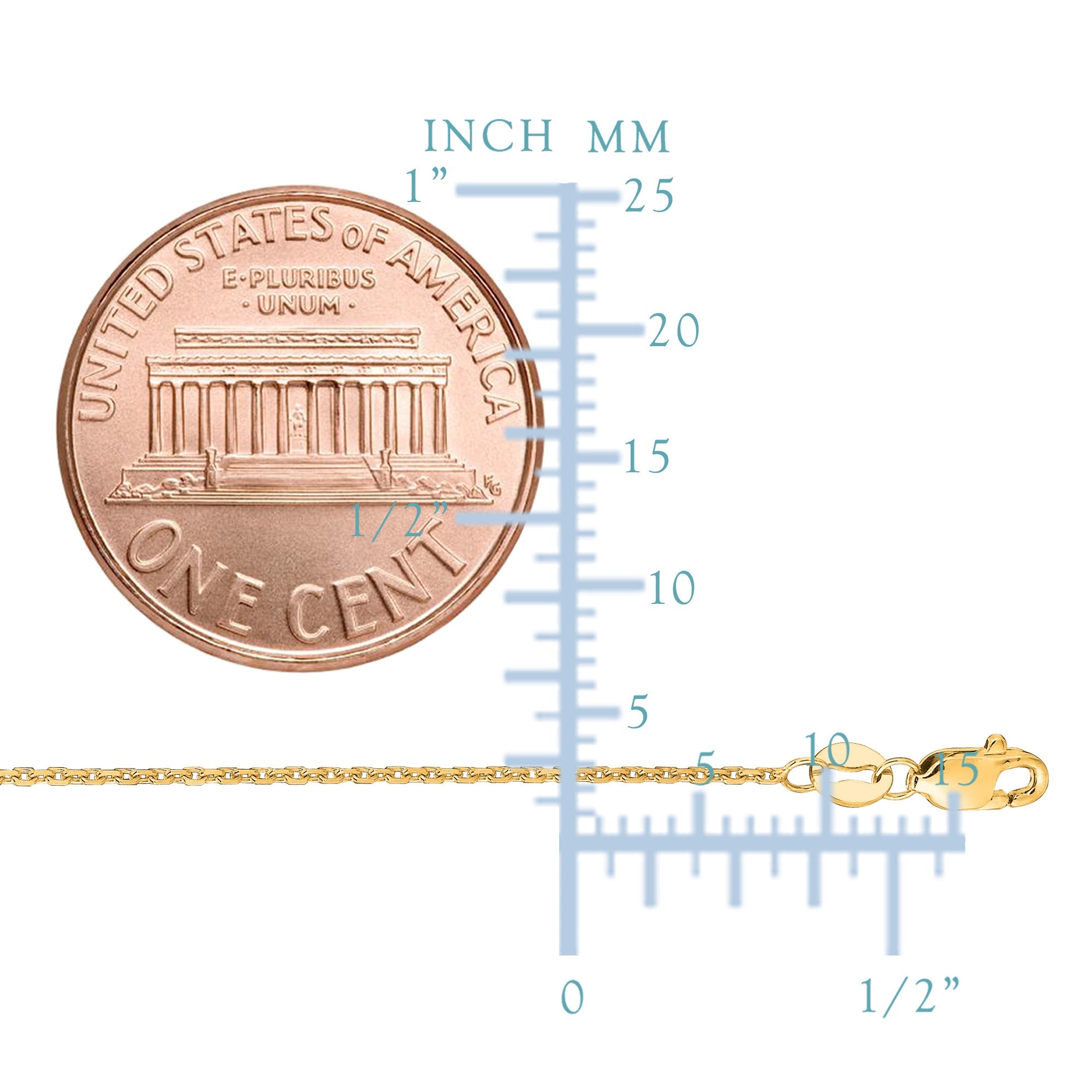 10k Yellow Gold Cable Link Chain Necklace, 1.1mm - JewelryAffairs