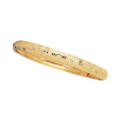 10k Yellow Gold High Polished Greek Key Flex Bangle Bracelet, 7"