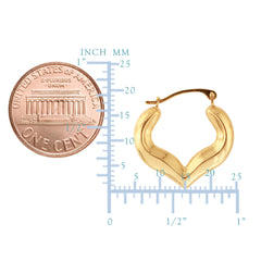 10k Yellow Gold Shiny Heart Shape Fancy Hoop Earrings, Diameter 18mm - JewelryAffairs