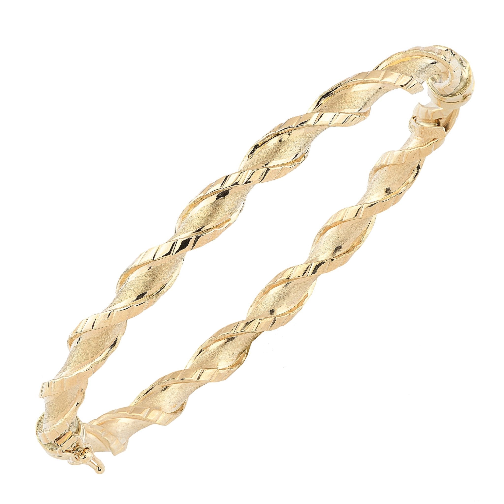 10k Yellow Gold Twisted Women's Bangle Bracelet, 7.75"