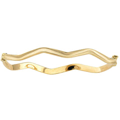 10k Yellow Gold Wave Women's Bangle Bracelet, 7.5"