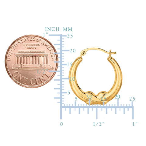 10k Yellow Gold X Design Round Shape Hoop Earrings, Diameter 20mm