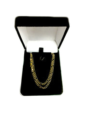 10k Yellow Solid Gold Figaro Chain Bracelet, 3.0mm, 7"