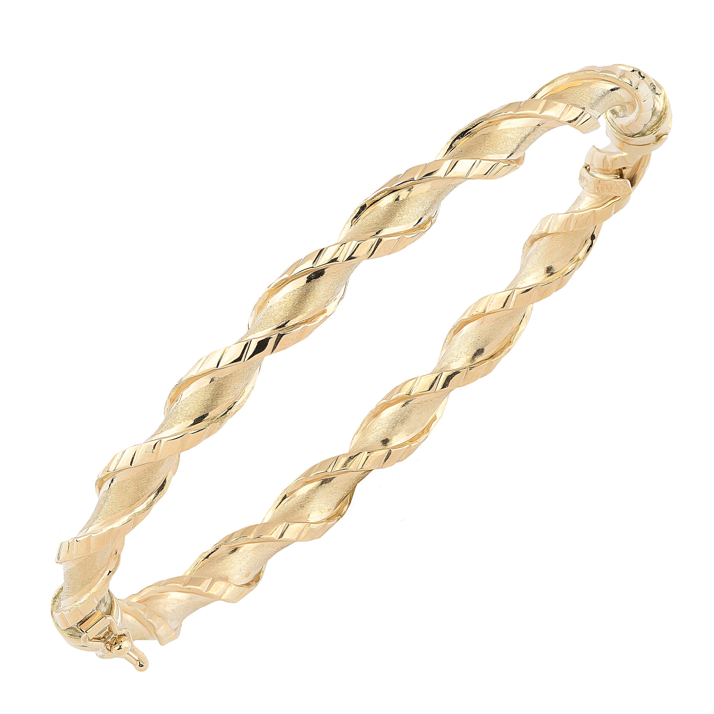 10k Yellow Gold Twisted Women's Bangle Bracelet, 7.75"