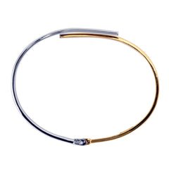 10k Yellow And White Gold Bypass Women's Bangle Bracelet, 7" fine designer jewelry for men and women