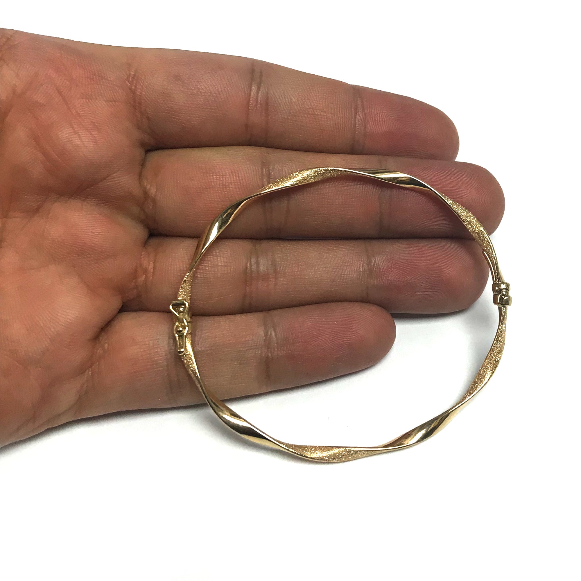 10k Yellow Gold Twisted Women's Bangle Bracelet, 7.75" fine designer jewelry for men and women