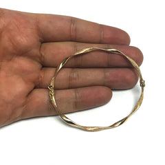 Bracciale rigido intrecciato da donna in oro giallo 10k, gioielli di design da 7,75" per uomini e donne