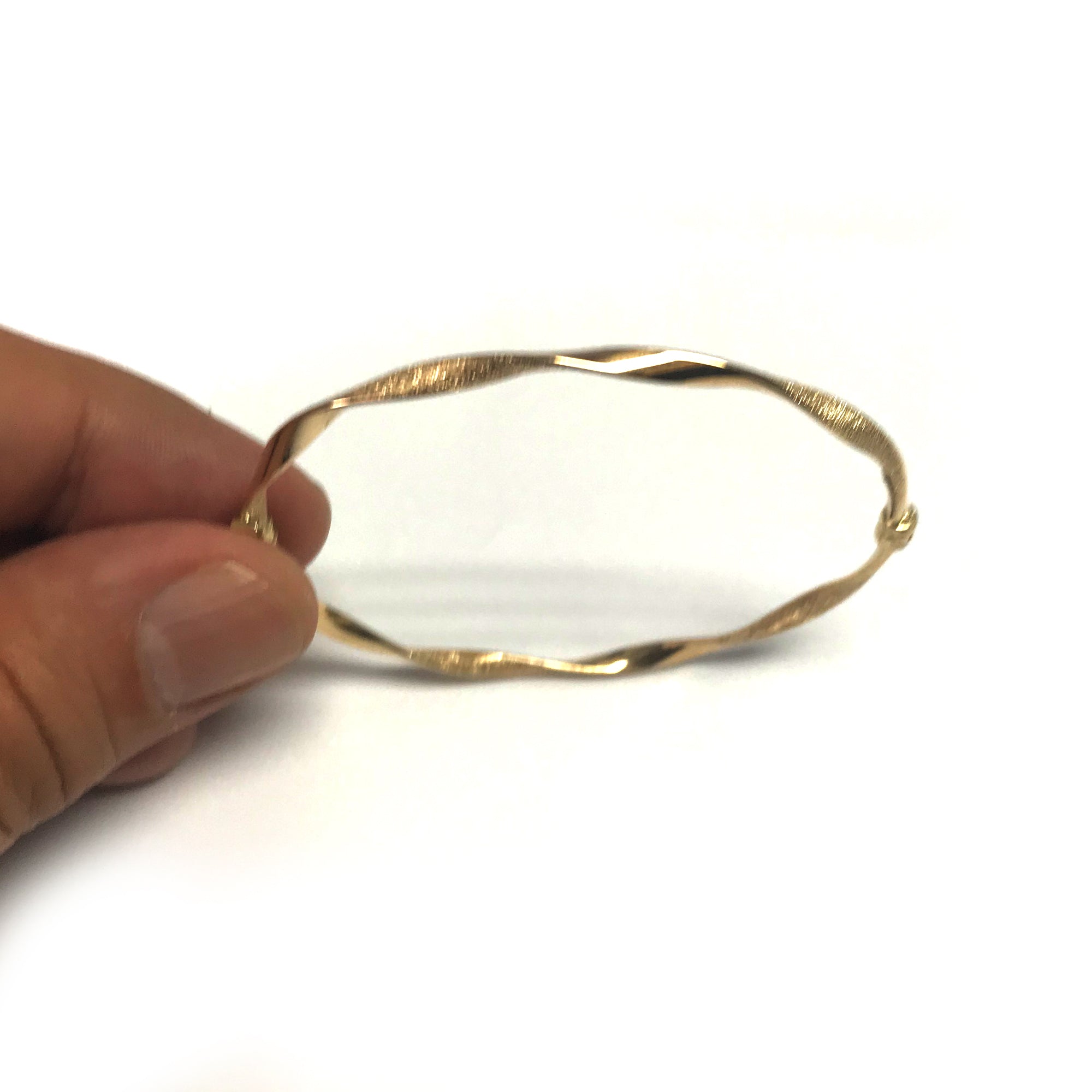 10k Yellow Gold Twisted Women's Bangle Bracelet, 7.75" fine designer jewelry for men and women