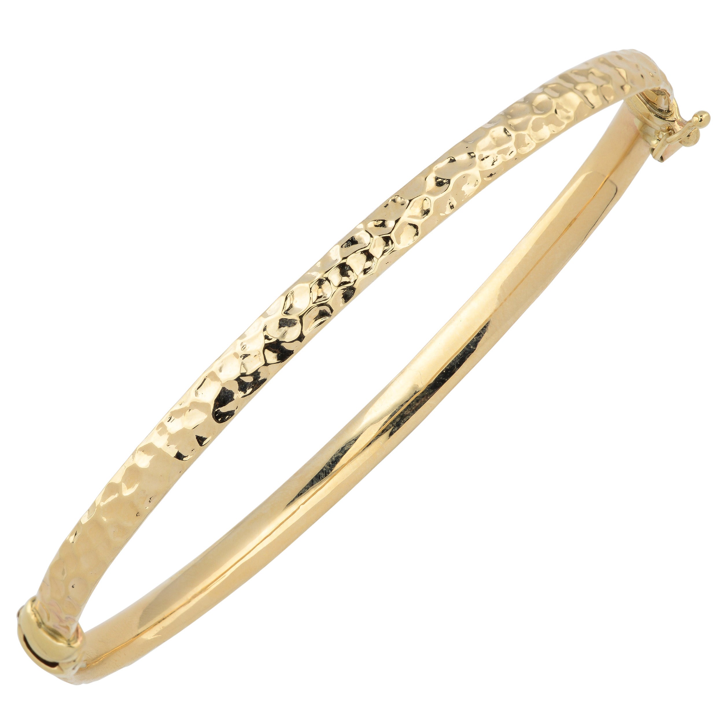 Bracelet jonc martelé en or jaune 10 carats pour femmes, bijoux de créateurs fins de 7,5 pouces pour hommes et femmes