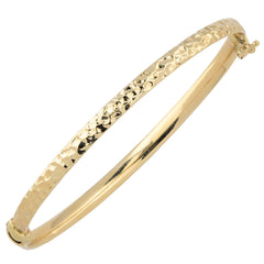 10k Yellow Gold Hammered Women's Bangle Bracelet, 7.5" fine designer jewelry for men and women
