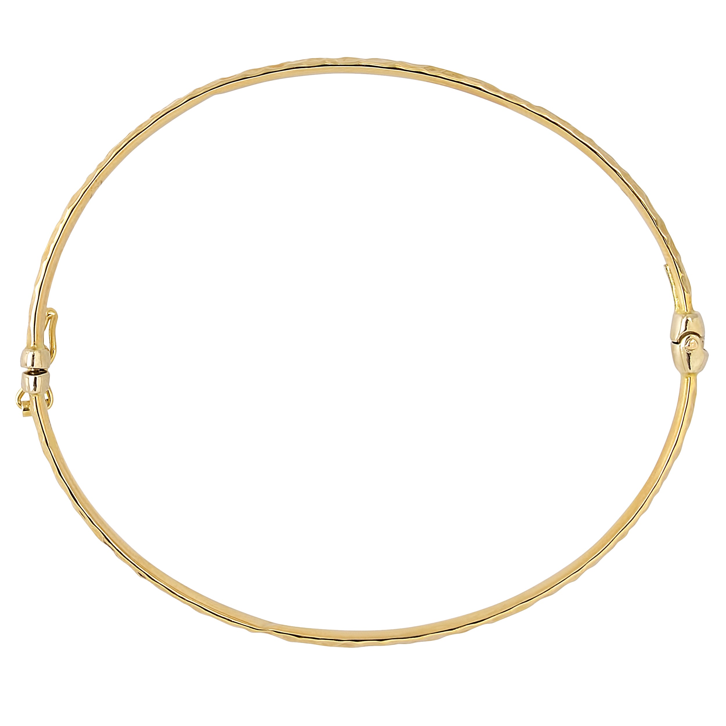 Bracciale rigido da donna martellato in oro giallo 10k, gioielli di alta moda da 7,5" per uomo e donna