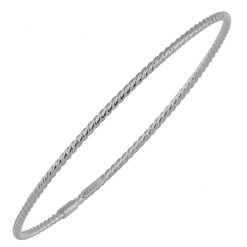 10k White Gold Twisted Cable Women's Bangle Bracelet, 8"