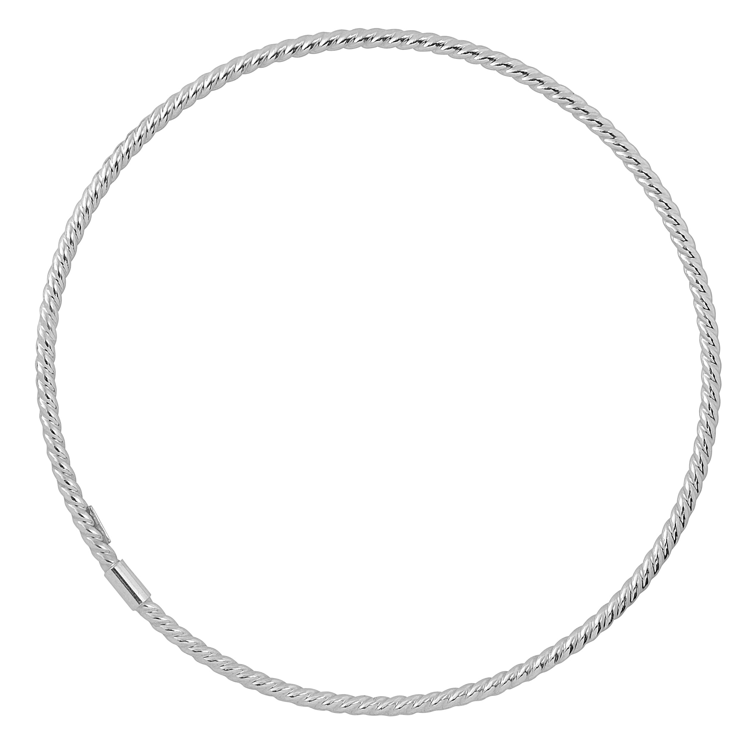 10k White Gold Twisted Cable Women's Bangle Bracelet, 8" fine designer jewelry for men and women