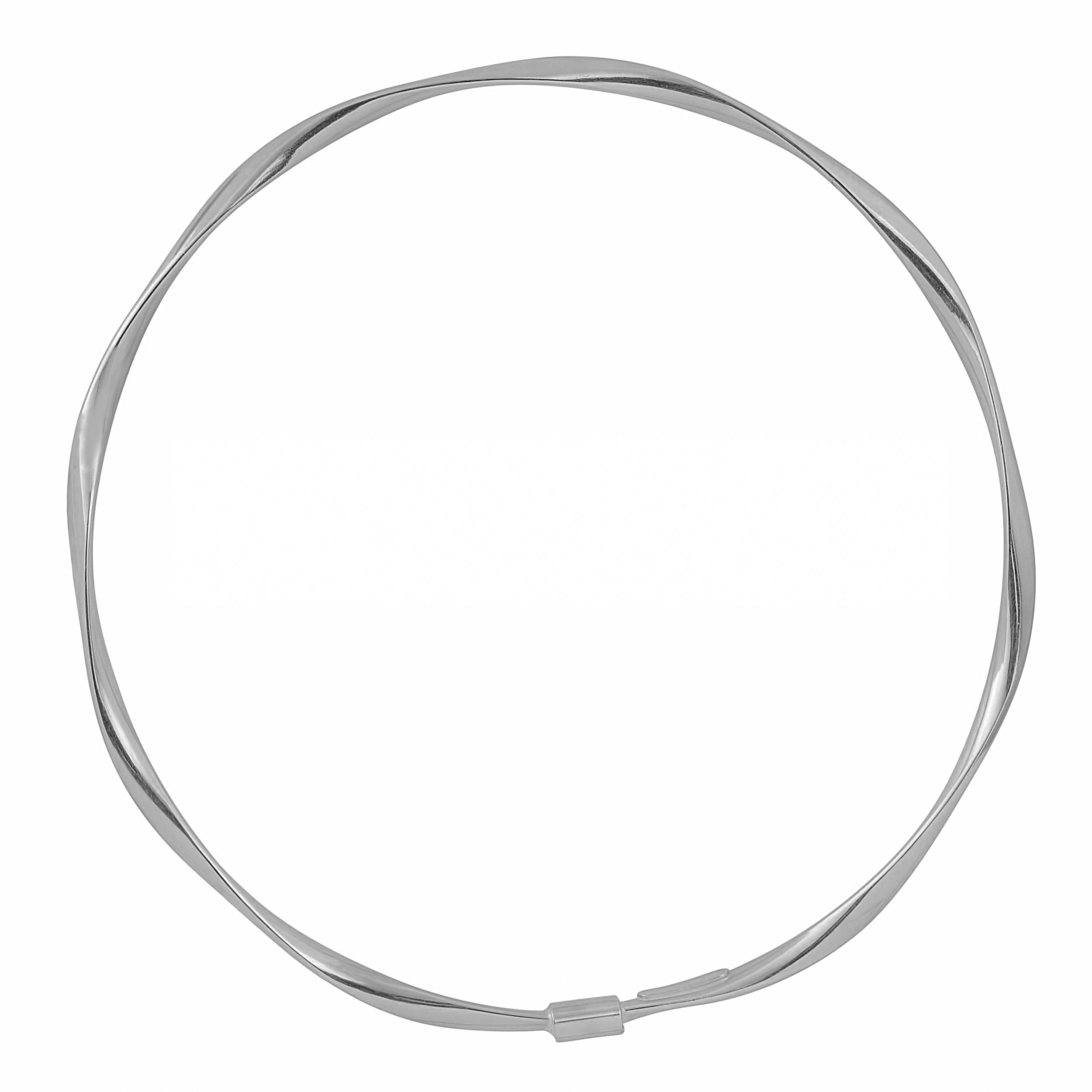 Bracciale rigido da donna ondulato in oro bianco 10k, gioielli di design da 8,25" per uomini e donne