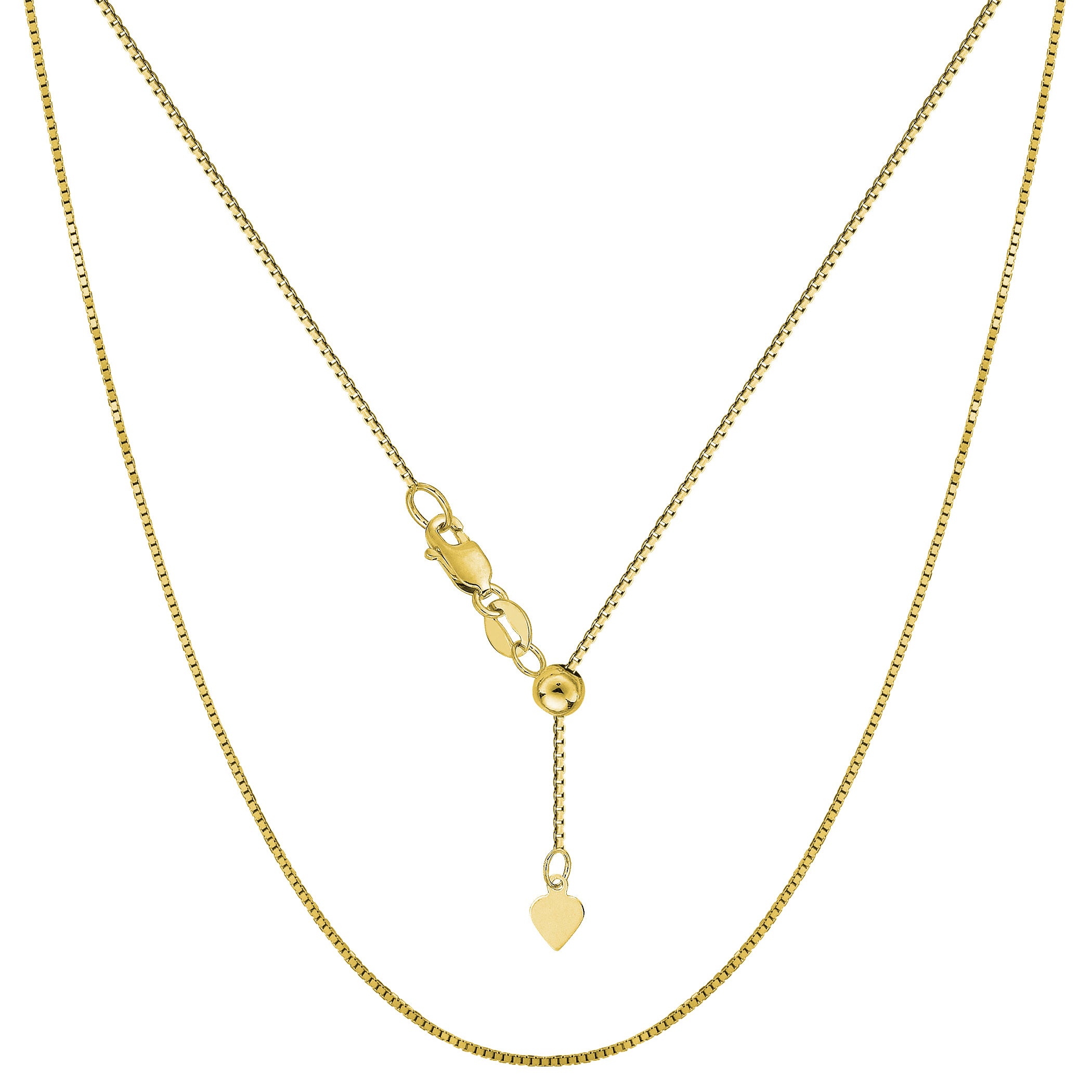 Collana a catena a maglie regolabili in oro giallo 10k, 0,7 mm, 22" gioielli di design per uomini e donne