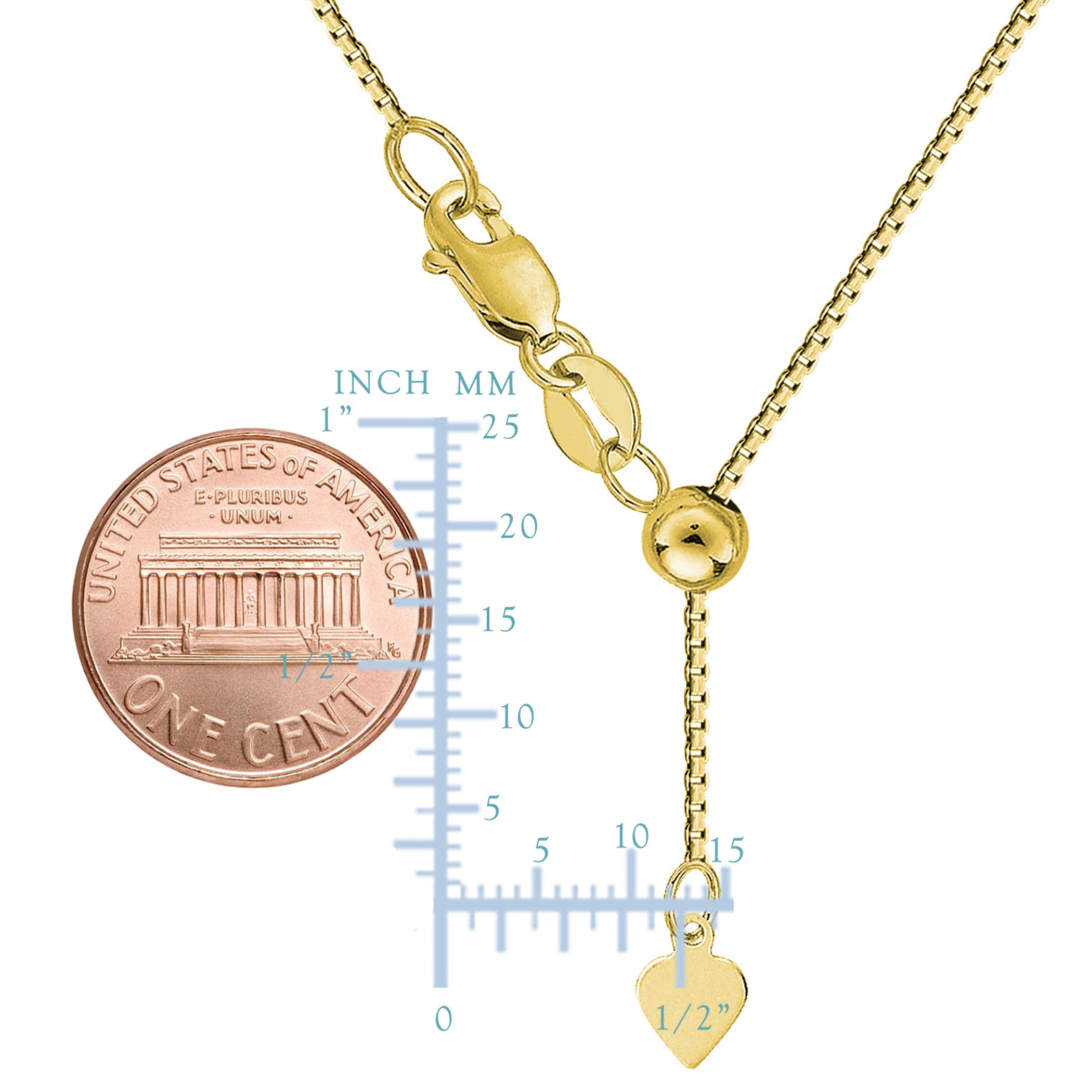 10 karat gul guld justerbar æske Link Chain halskæde, 0,7 mm, 22" fine designer smykker til mænd og kvinder