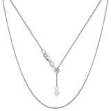10k White Gold Adjustable Box Link Chain Necklace, 0.7mm, 22"