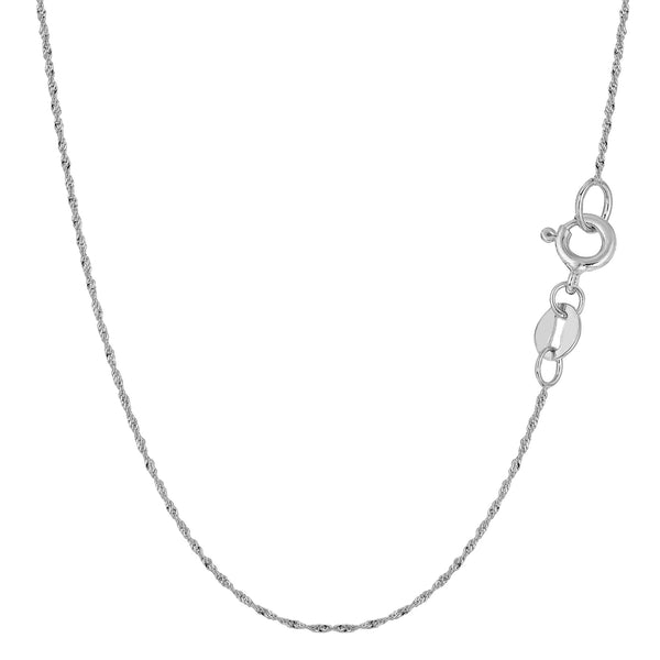 10k White Gold Singapore Chain Necklace, 0.8mm