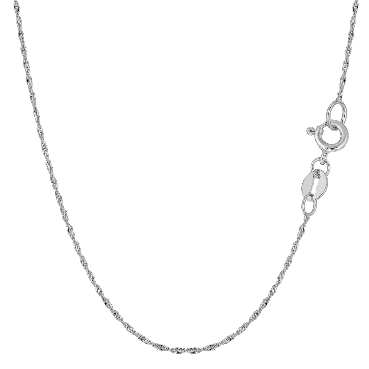 10k White Gold Singapore Chain Necklace, 1.0mm fine designer jewelry for men and women