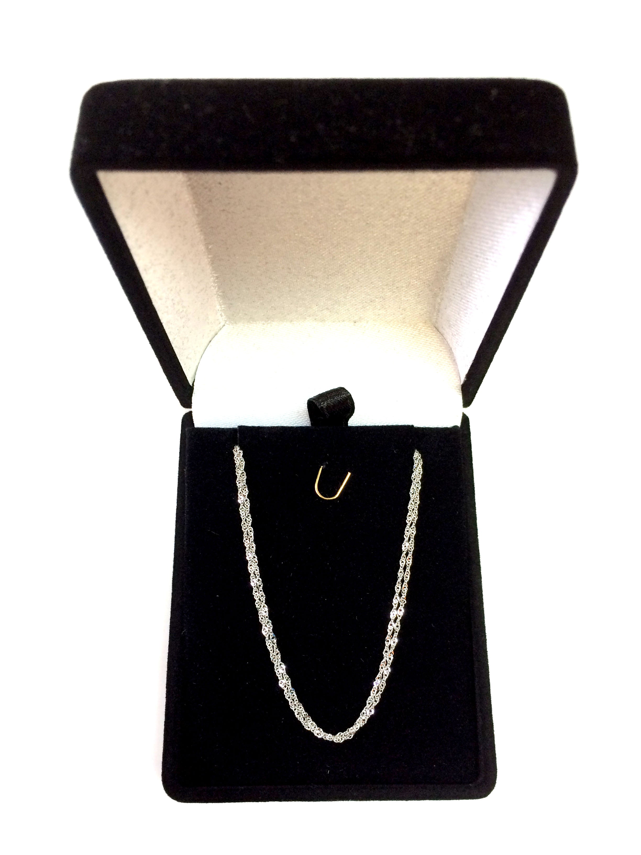 Collar de cadena Singapur de oro blanco de 10 quilates, joyería fina de diseño de 1,0 mm para hombres y mujeres