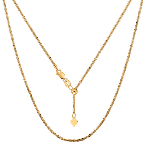 10k Yellow Gold Adjustable Sparkle Link Chain Necklace, 1.5mm, 22"