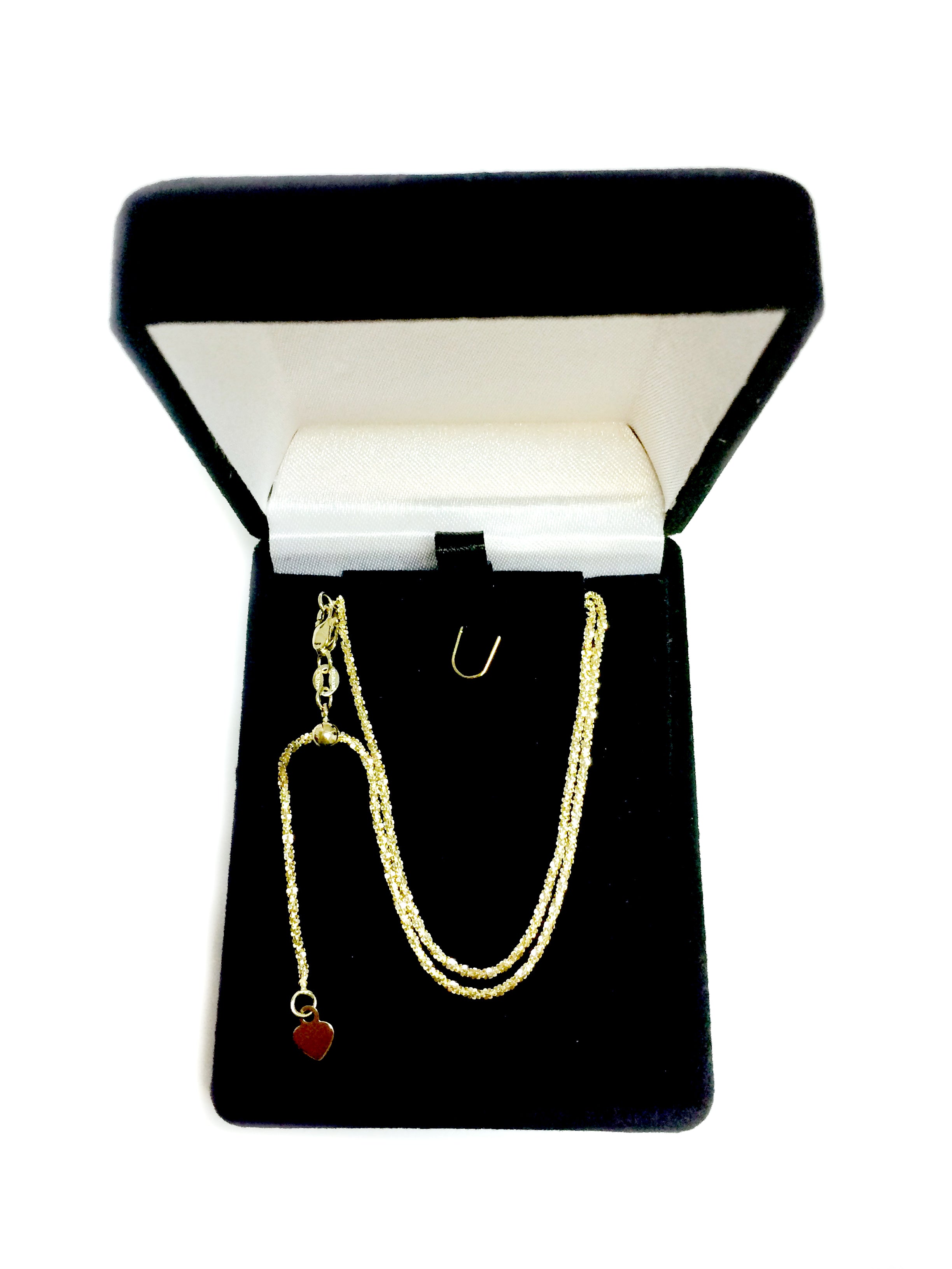 Collana a catena a maglie scintillanti regolabile in oro giallo 10k, 1,5 mm, 22" gioielli di alta moda per uomo e donna
