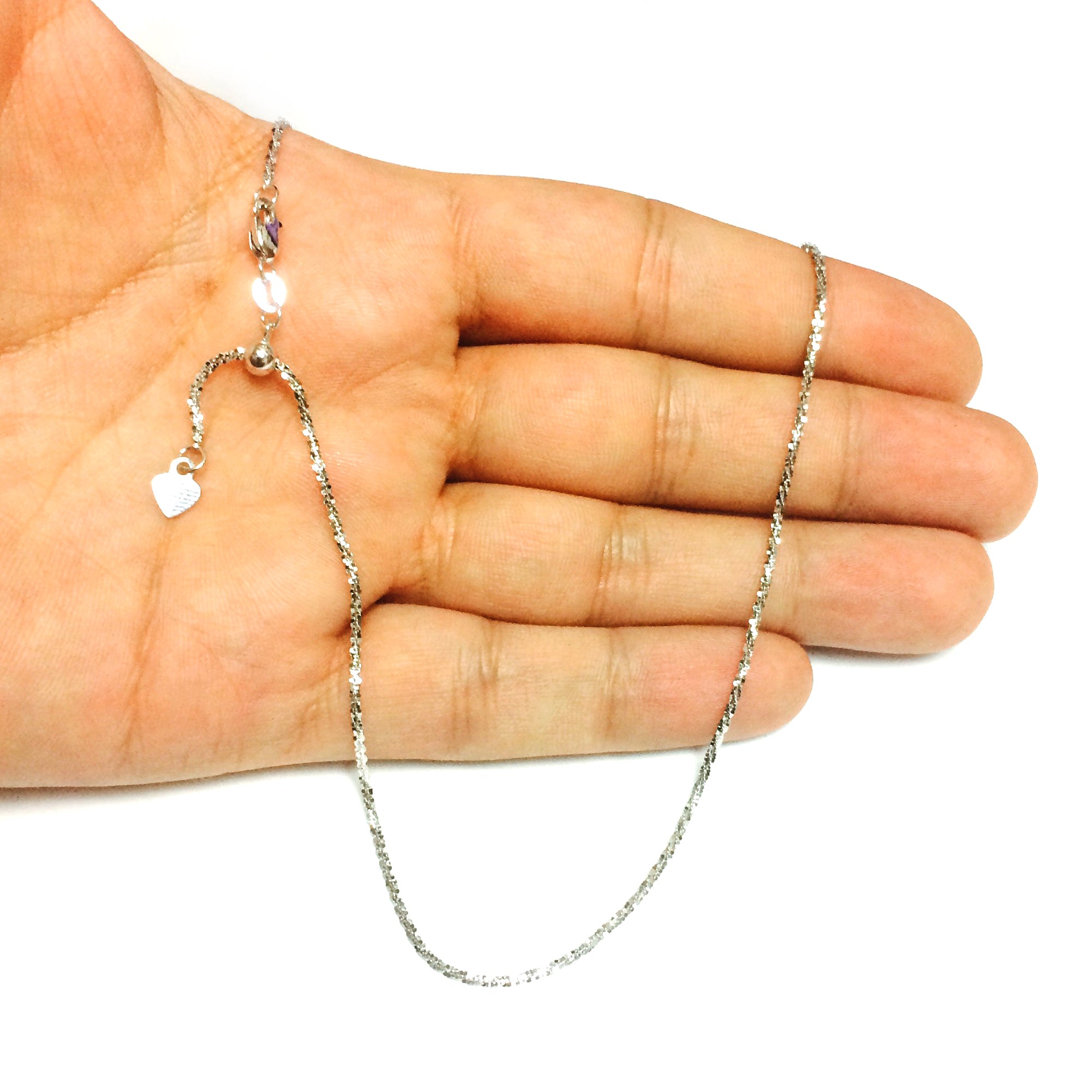10k hvidguld Justerbar Sparkle Link Chain Halskæde, 1,5 mm, 22" fine designersmykker til mænd og kvinder