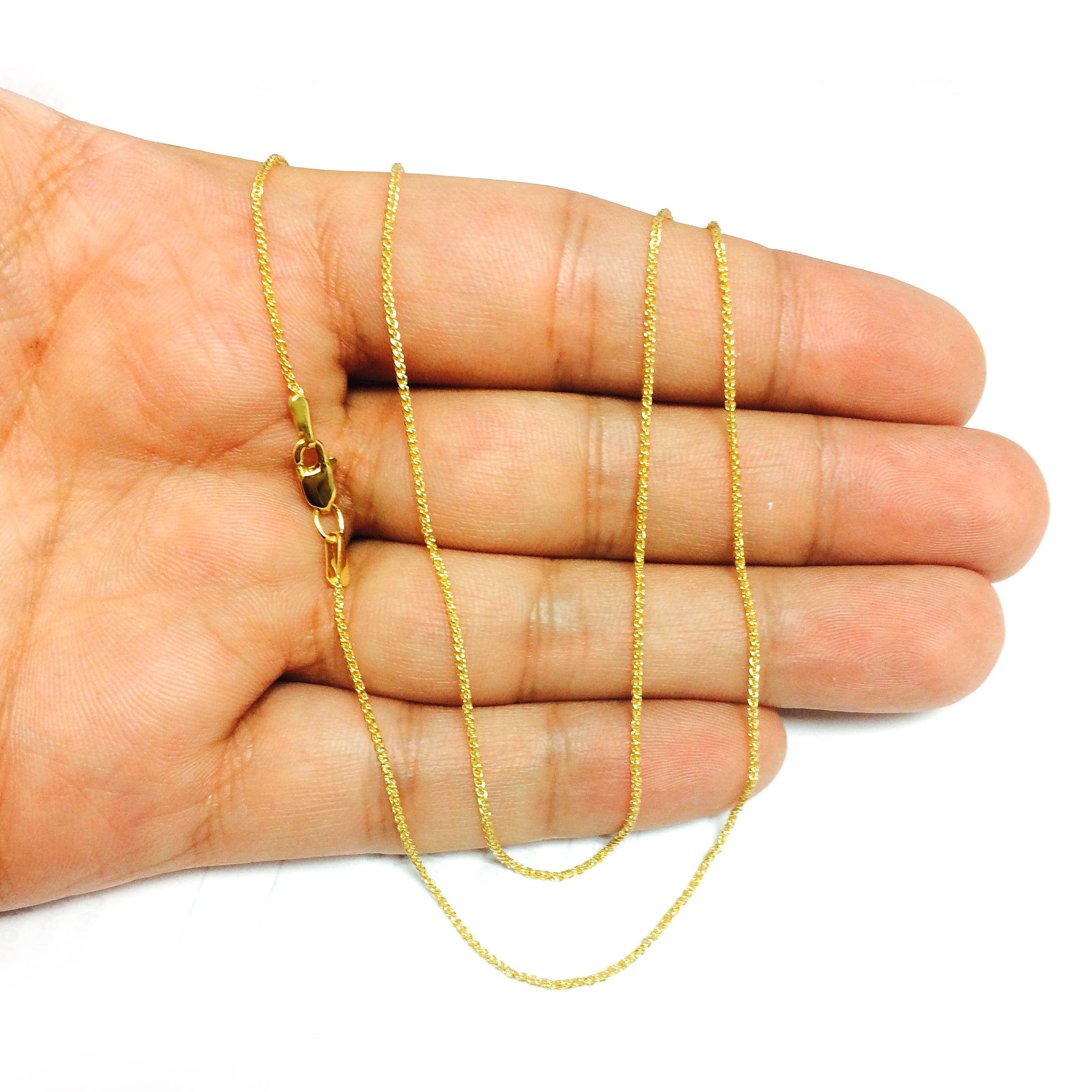 Collar de cadena de trigo de oro amarillo de 10 quilates, joyería fina de diseño de 1,0 mm para hombres y mujeres