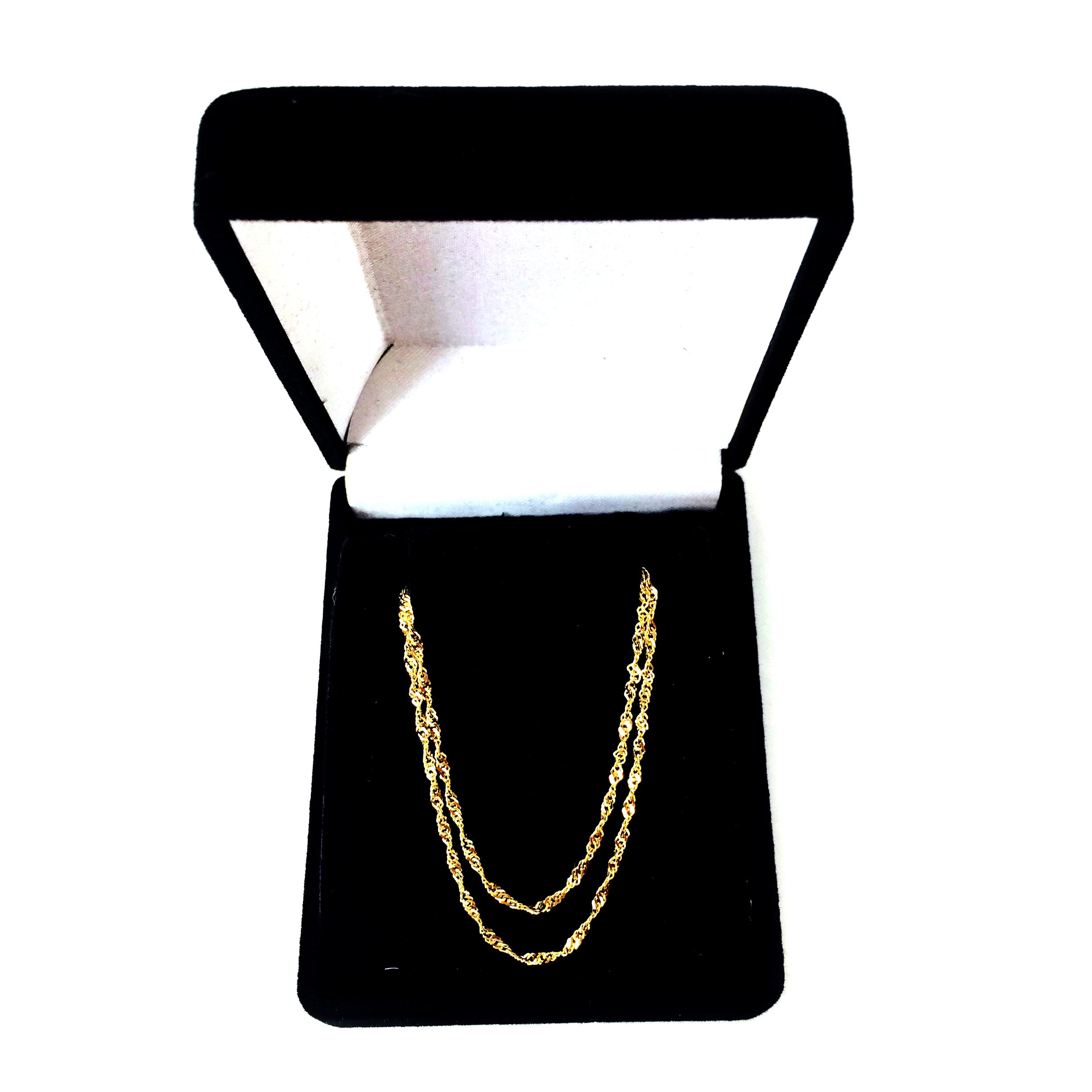 Collana a catena Singapore in oro giallo 10k, gioielli di alta qualità da 1,5 mm per uomini e donne