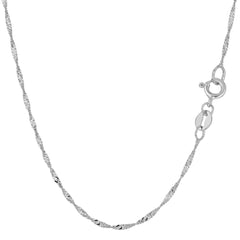 Collar de cadena Singapur de oro blanco de 10 quilates, joyería fina de diseño de 1,5 mm para hombres y mujeres