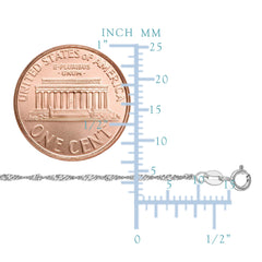 10 k hvitt gull Singapore-kjedekjede, 1,5 mm fine designersmykker for menn og kvinner