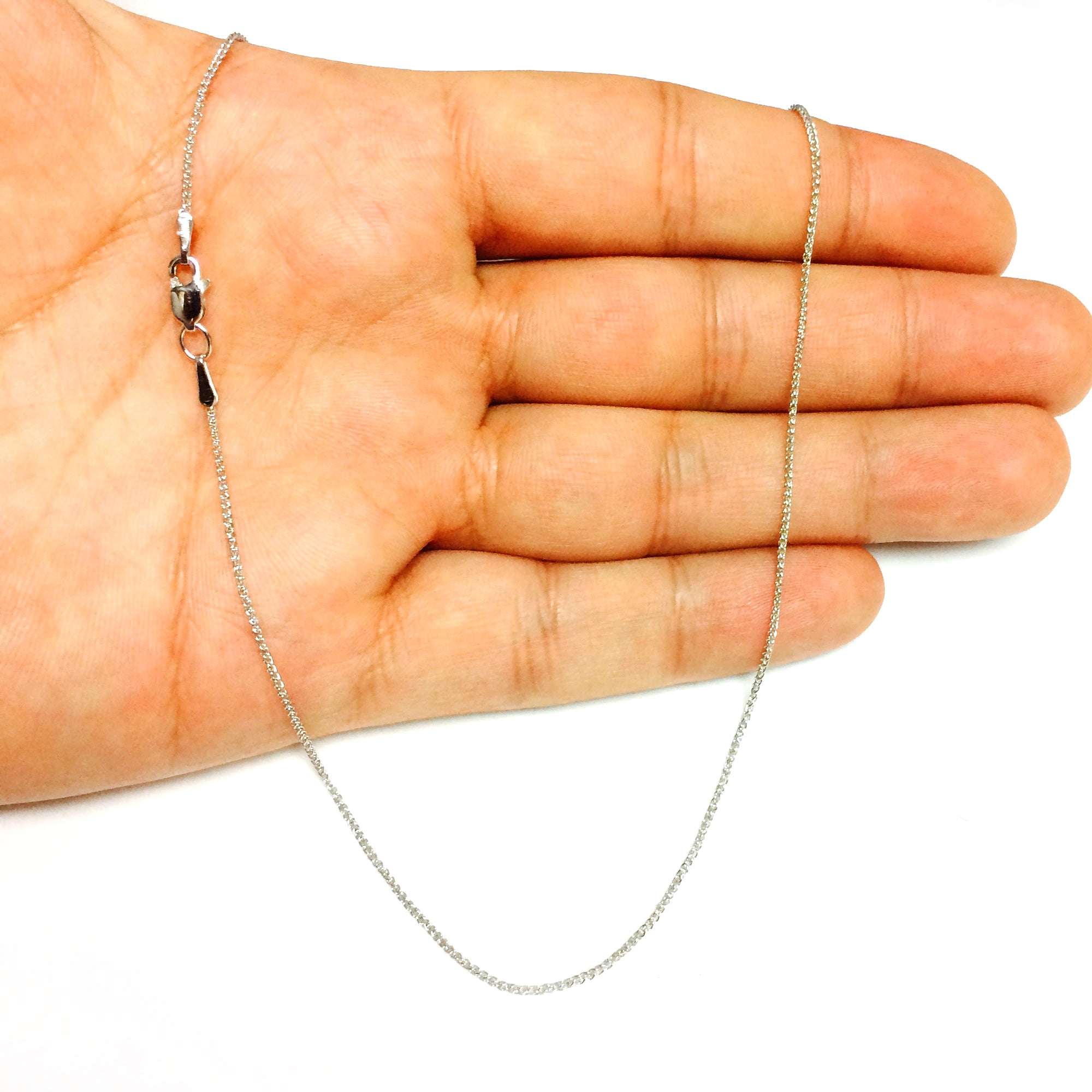 Collana a catena di grano in oro bianco 10k, gioielli di alta qualità da 1,0 mm per uomo e donna