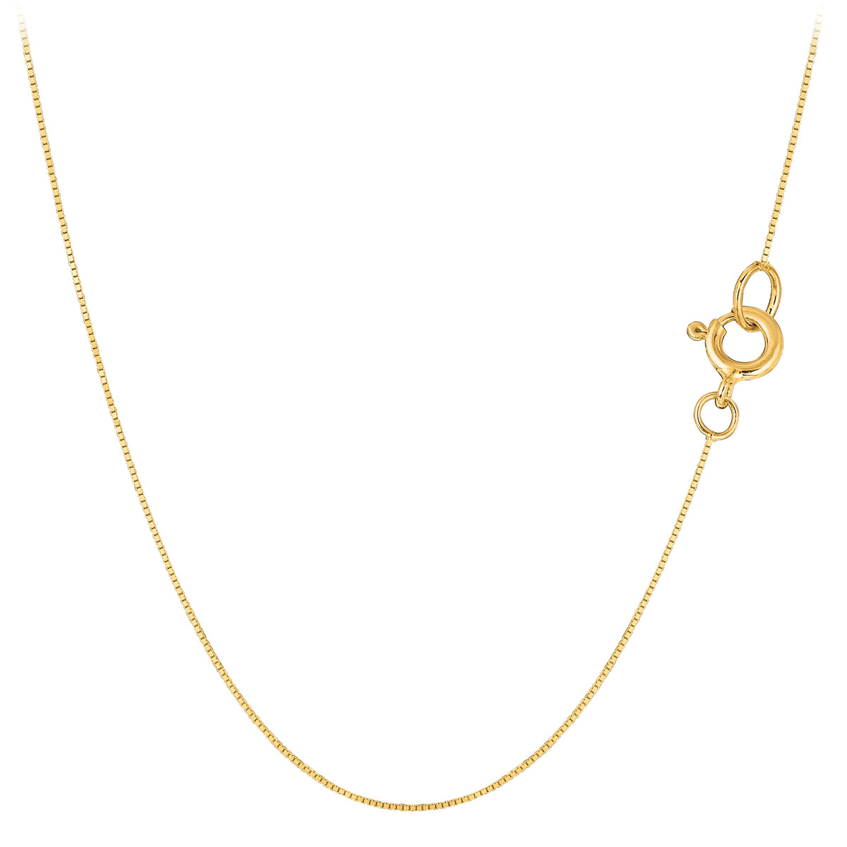 10k Yellow Solid Gold Mirror Box Chain Necklace, 0.45mm fine designer jewelry for men and women