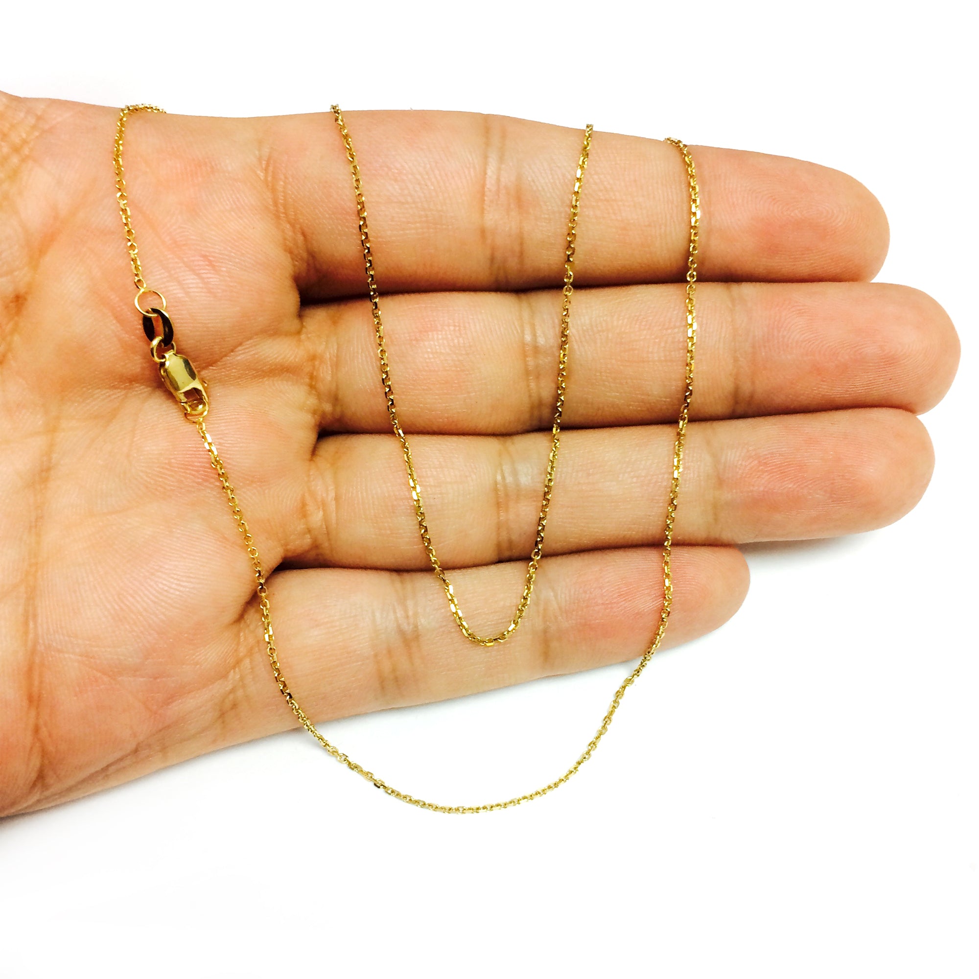 Collier chaîne à maillons de câble en or jaune 10 carats, bijoux de créateur fins de 1,1 mm pour hommes et femmes