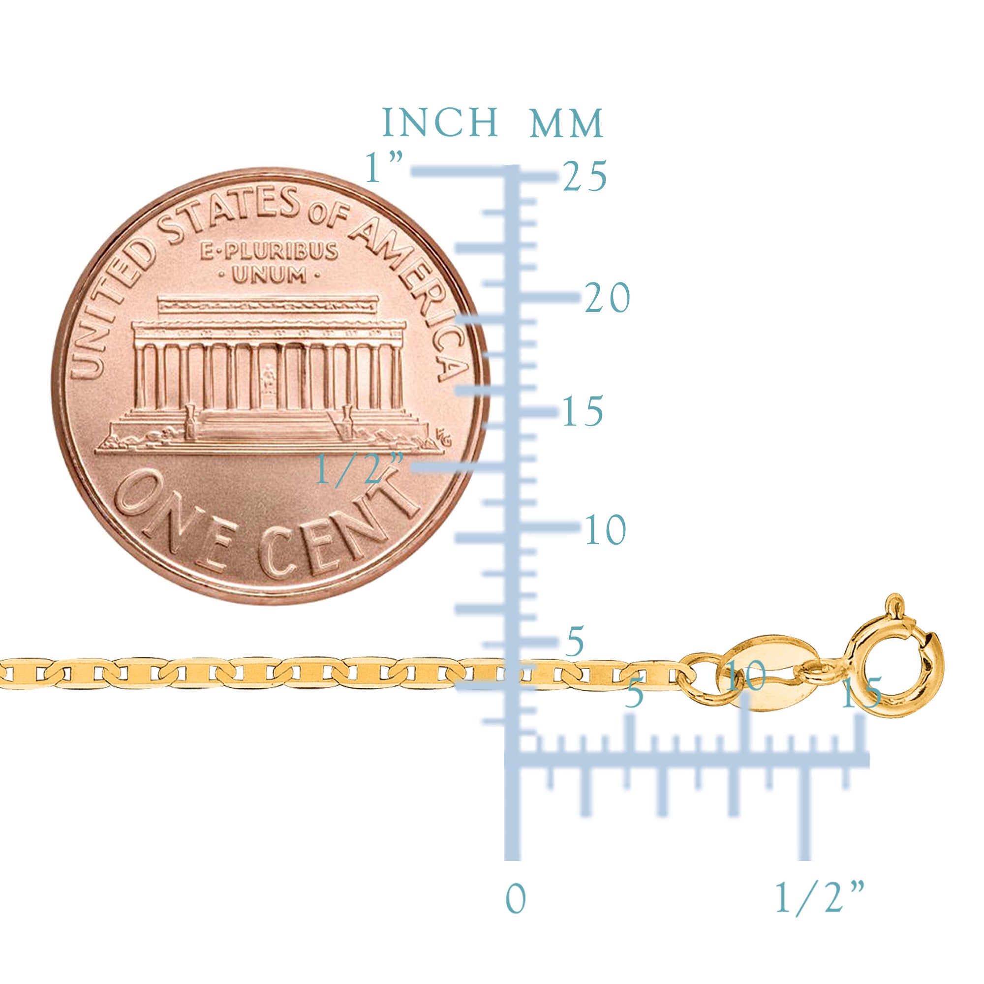 10k gul guld Mariner Link Chain Halskæde, 1,2 mm fine designersmykker til mænd og kvinder