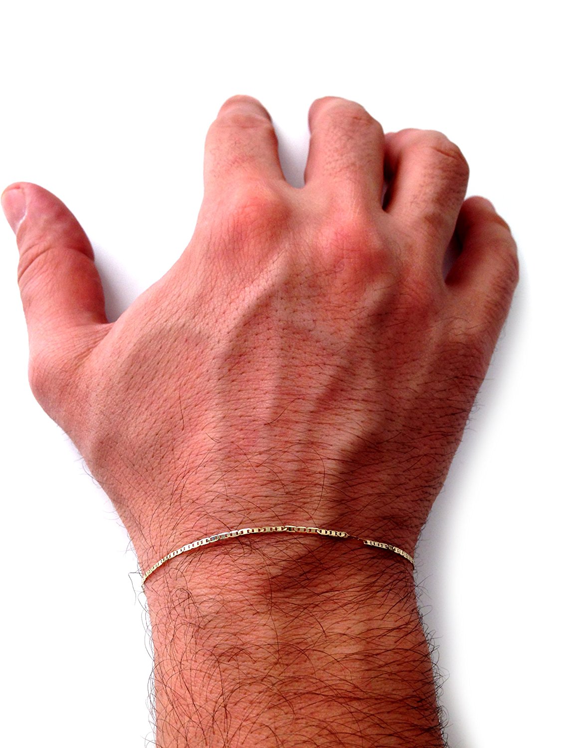10 k gult guld Mariner Link Chain Armband, 1,2 mm fina designersmycken för män och kvinnor