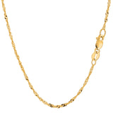 10k Yellow Gold Singapore Chain Necklace, 1.7mm