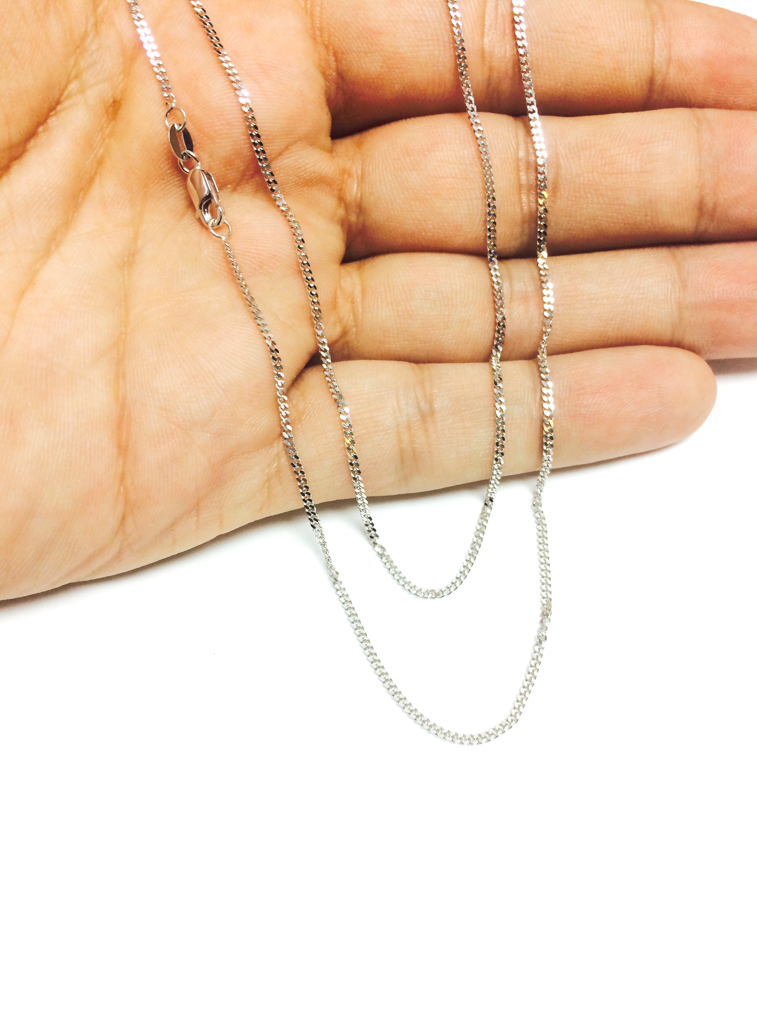 10k hvidguld Gourmette Chain Halskæde, 1,0 mm fine designer smykker til mænd og kvinder