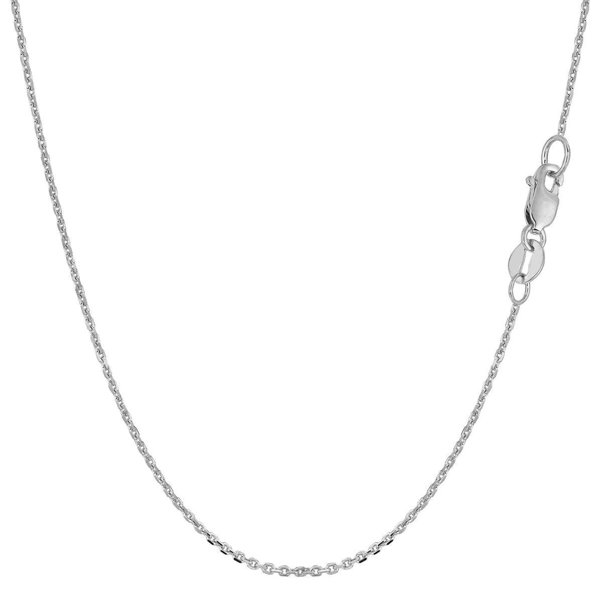18k White Gold Cable Link Chain Necklace, 0.7mm