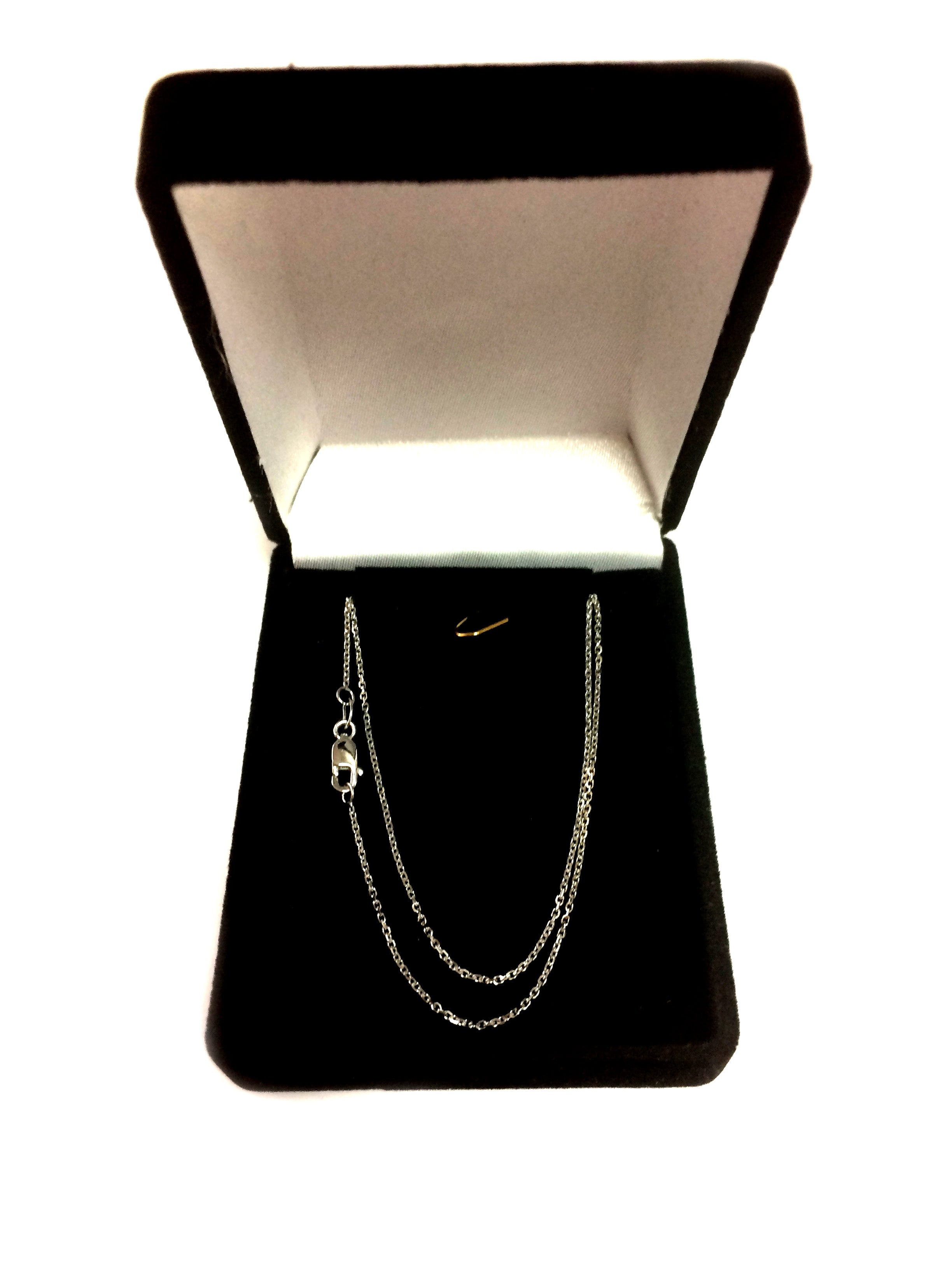 Collar de cadena con eslabones tipo cable de oro blanco de 10 quilates, joyería fina de diseño de 1,1 mm para hombres y mujeres