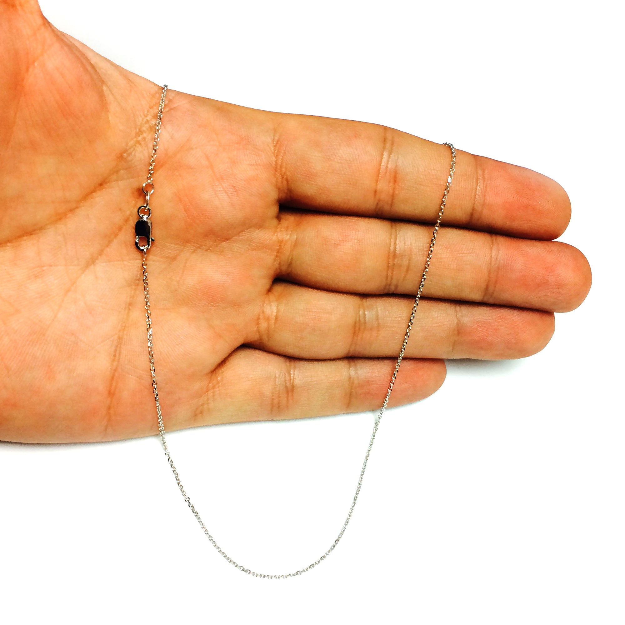 10 k vitguld Cable Link Chain Halsband, 1,1 mm fina designersmycken för män och kvinnor