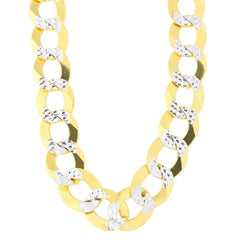 14k 2 Tone Yellow And White Gold Curb Chain Necklace, 12.2mm - JewelryAffairs