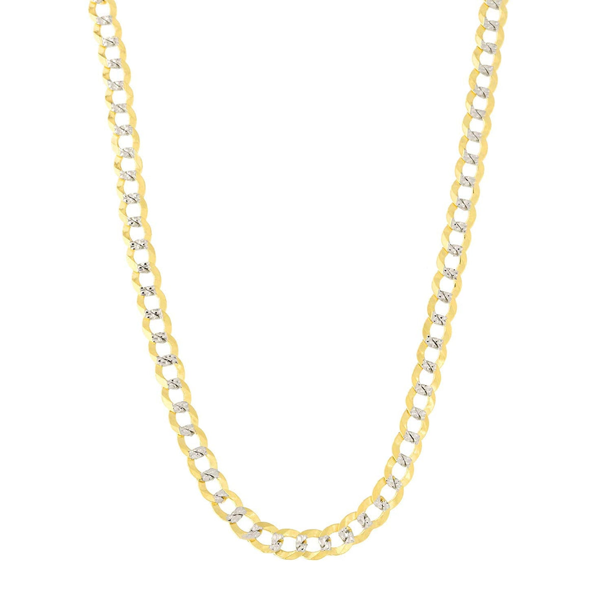 14k 2 Tone Yellow And White Gold Curb Chain Necklace, 2.6mm - JewelryAffairs