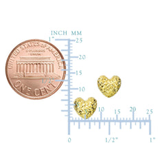 14k Gold Diamond Cut Puffy Heart Stud Earrings, 7 x 8mm - JewelryAffairs
