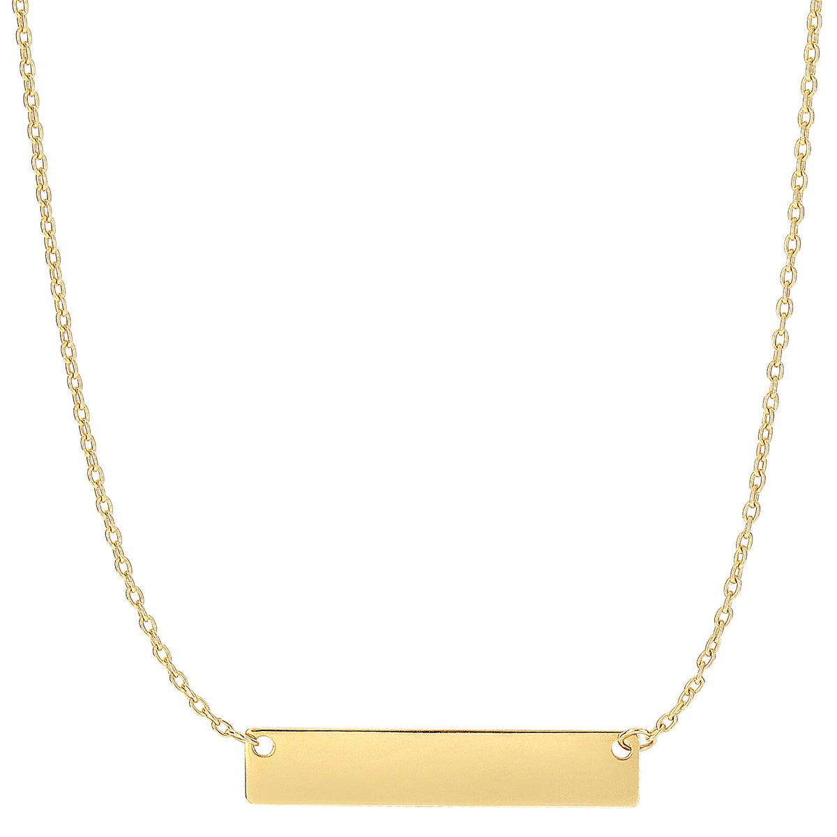 14k Gold Engravable Bar Pendant Necklace, 18" - JewelryAffairs