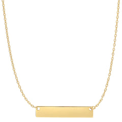 14k Gold Engravable Bar Pendant Necklace, 18" - JewelryAffairs