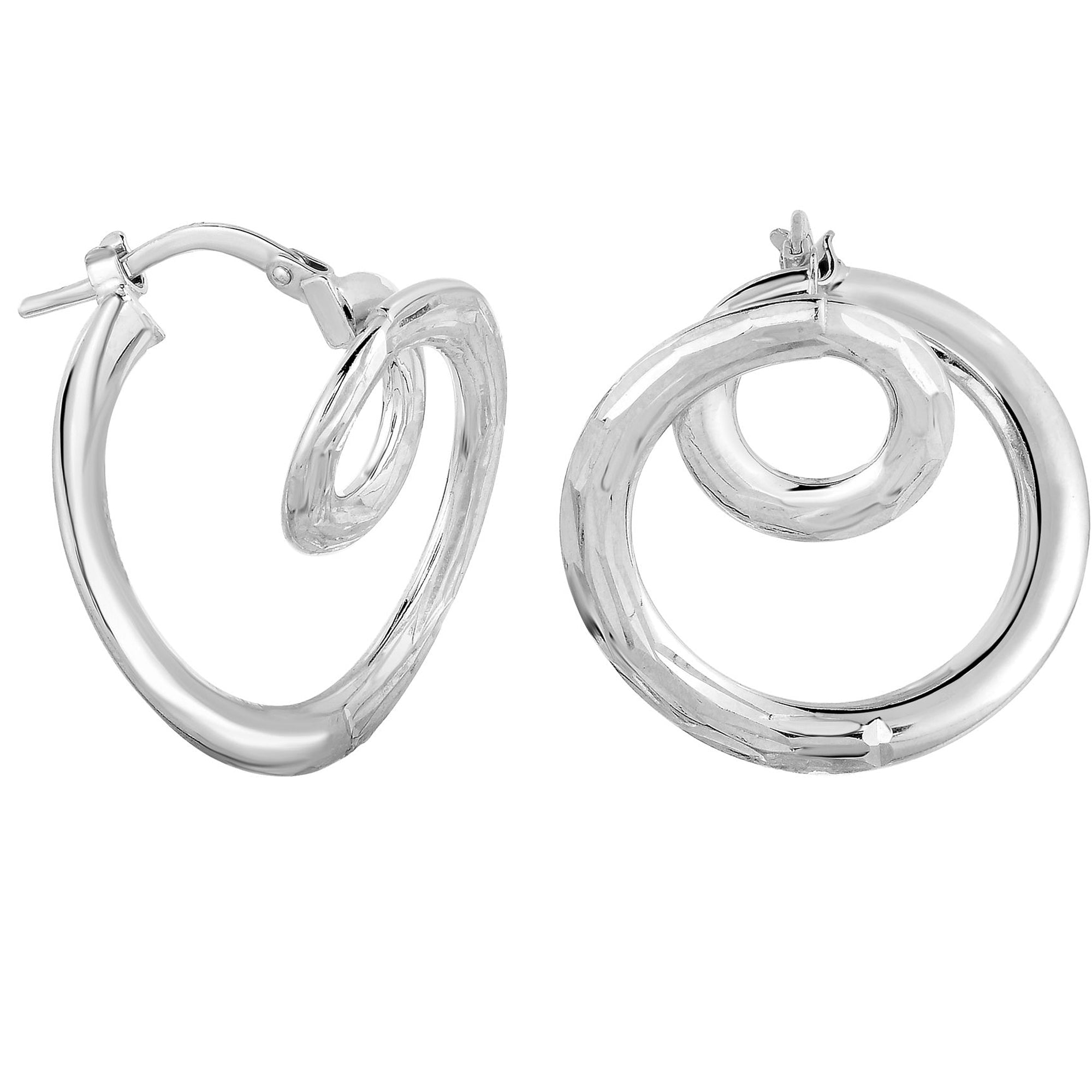 14K Gold Fancy Small Circle In Oval Tube Hoop Earrings