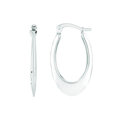 14K Gold Graduated Puffed Open Oval Hoop Earring