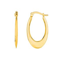 14K Gold Graduated Puffed Open Oval Hoop Earring